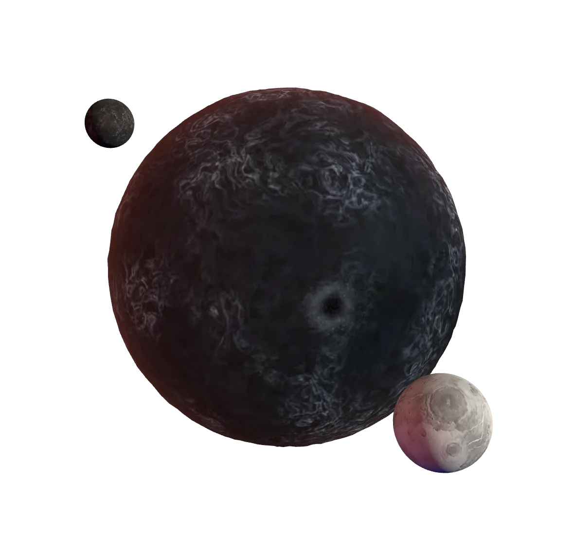 Veyrath and its two moons, Isen and Thale, from Deep Survey.