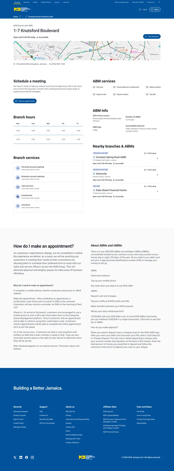 Branches ABMS page designed using the Oasis design system